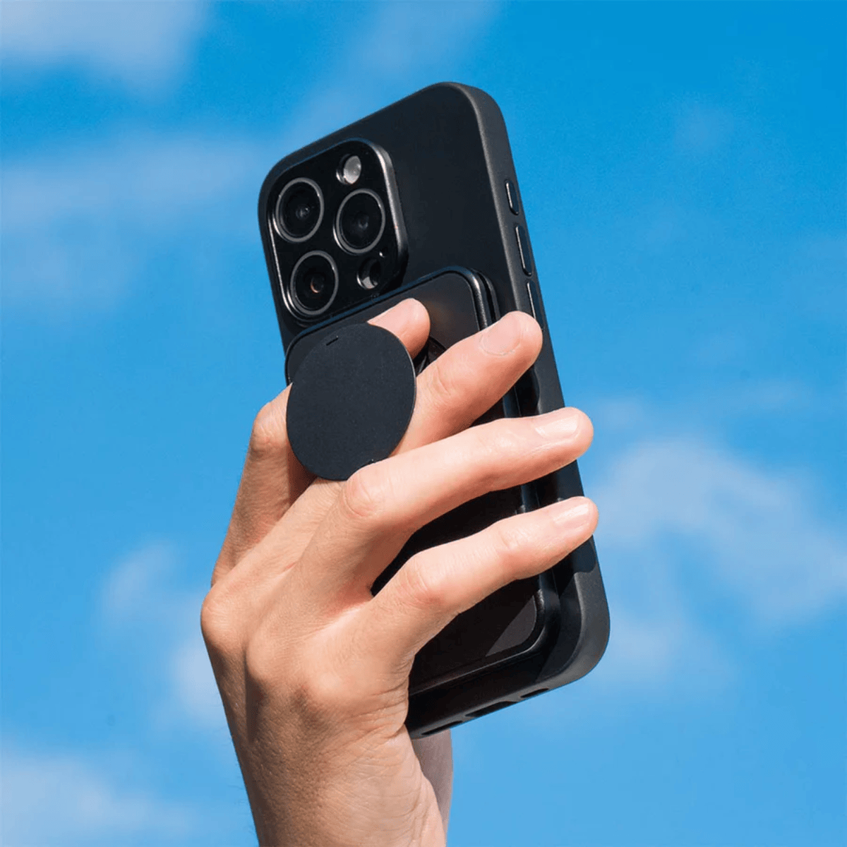 Perfil delgado de la billetera magnética OhSnap Grip Wallet negra