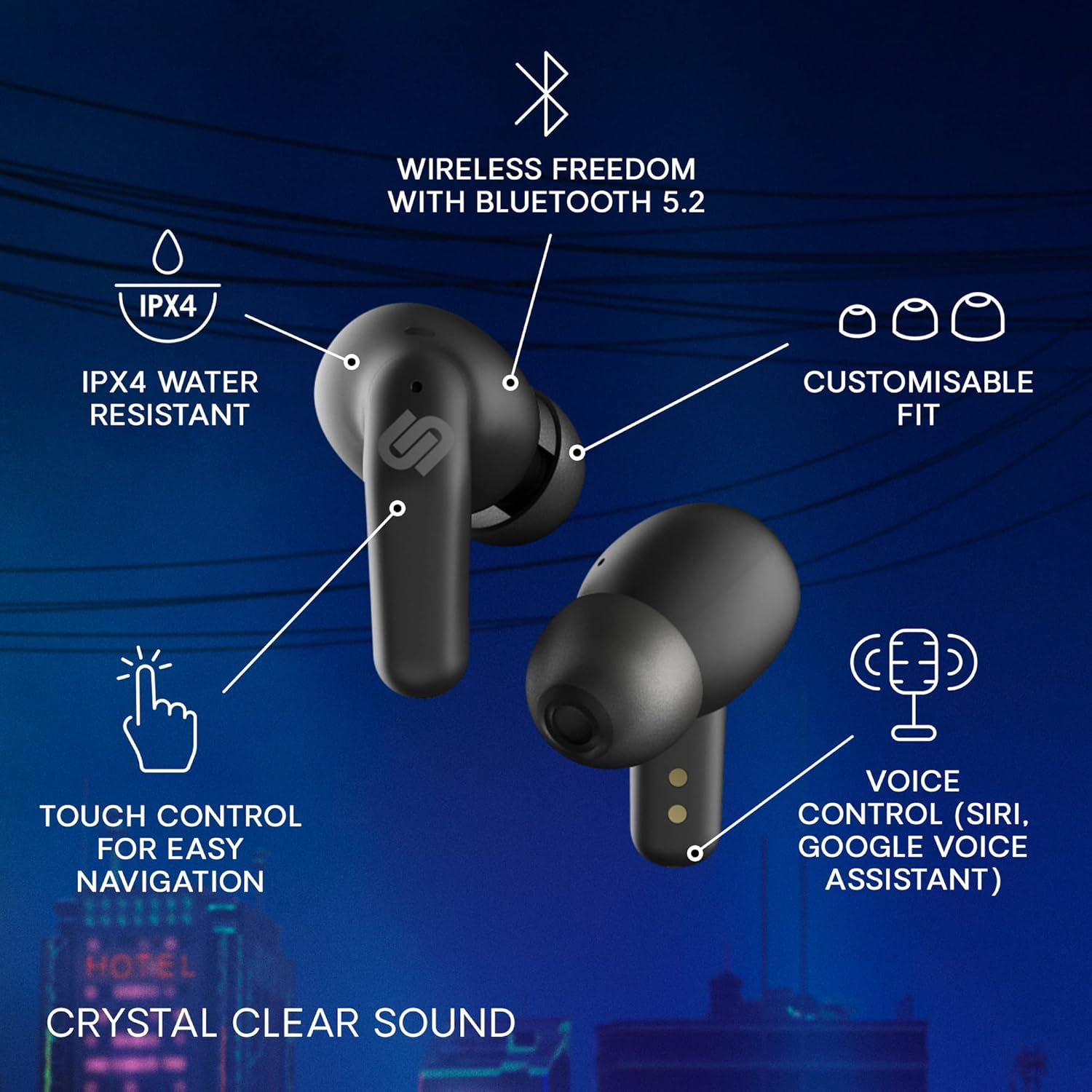 URBANISTA SEOUL TRUE WIRELESS MOBILE GAMING EARBUDS - MIDNIGHT BLACK