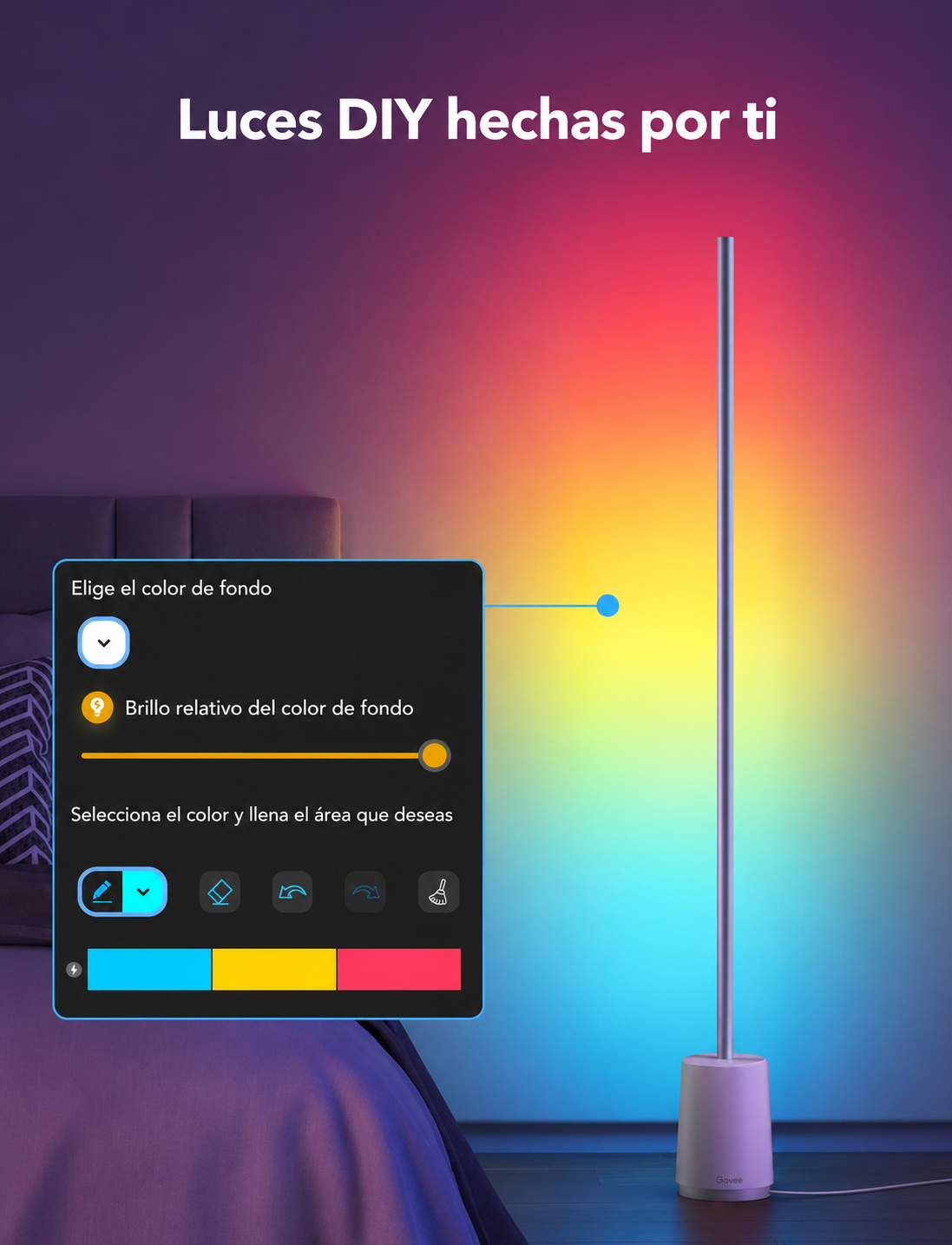 Detalle del diseño de la lámpara de pie Govee Lyra RGBIC