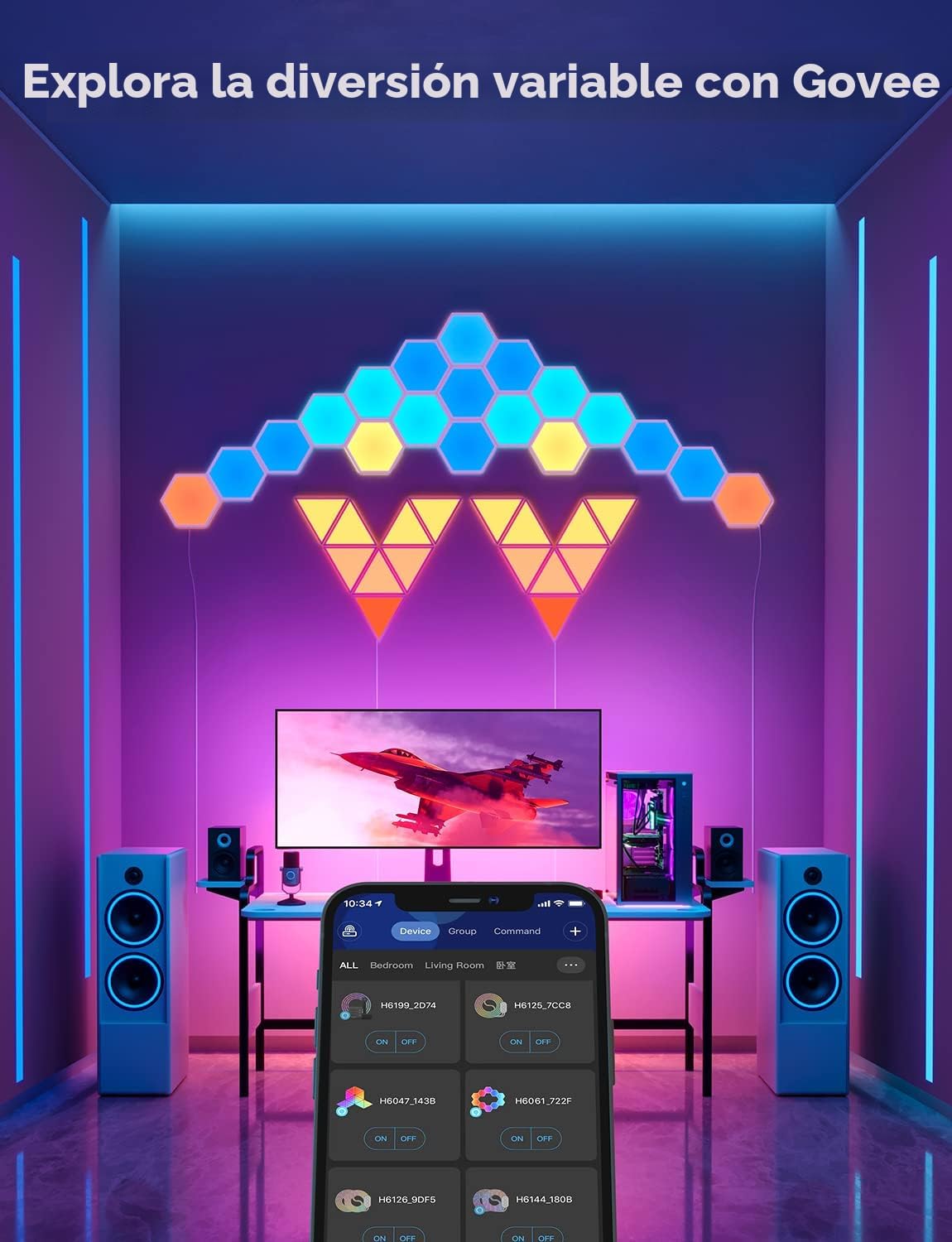 Detalle de panel hexagonal Govee Glide RGBIC H6061