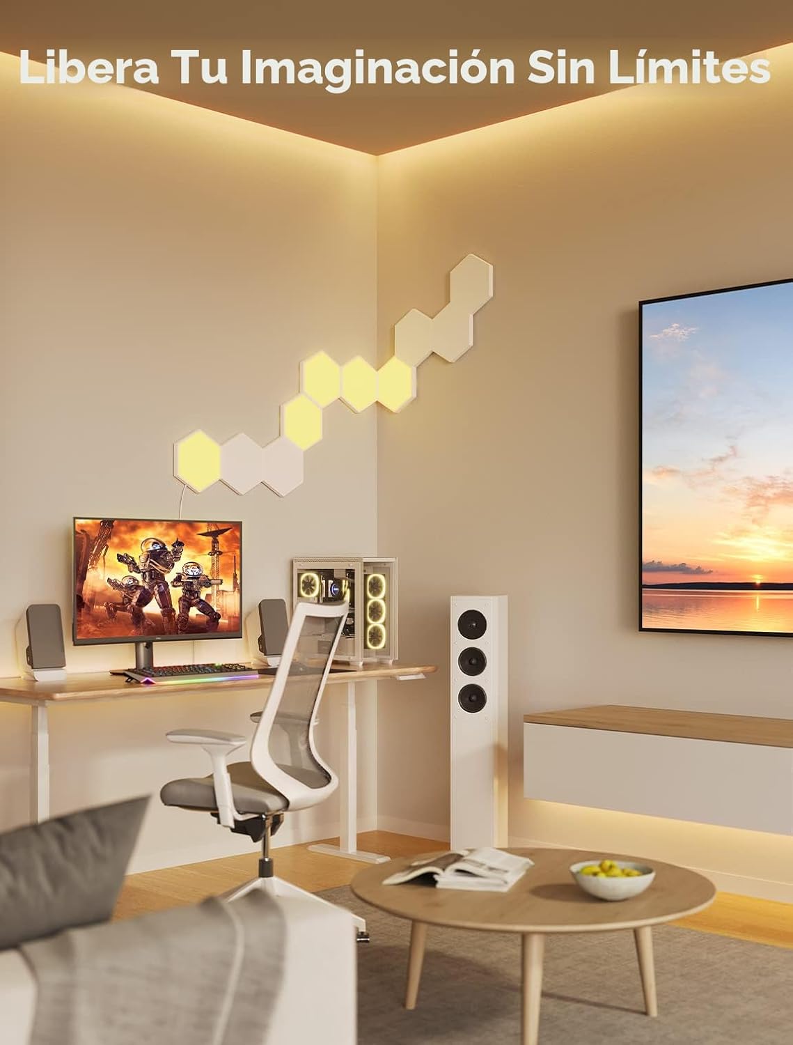 Paneles hexagonales Govee Glide RGBIC con efecto multicolor