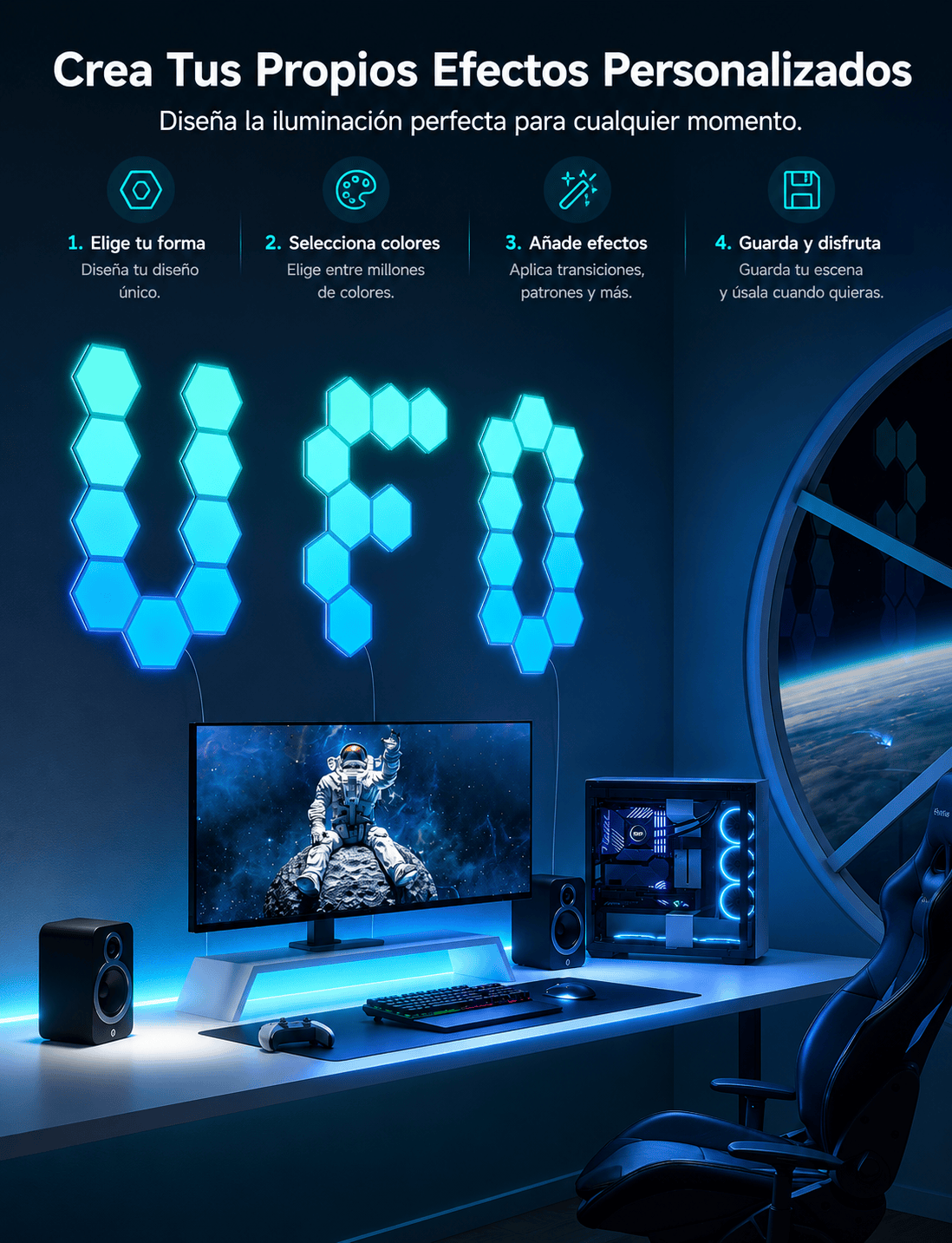 Govee Glide Hexagon Light Panels H6061 configuración en pared