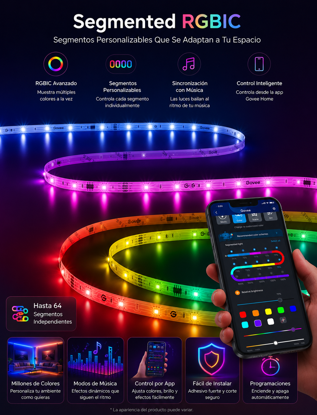 Govee tira LED RGBIC 5 metros H619A Guatemala