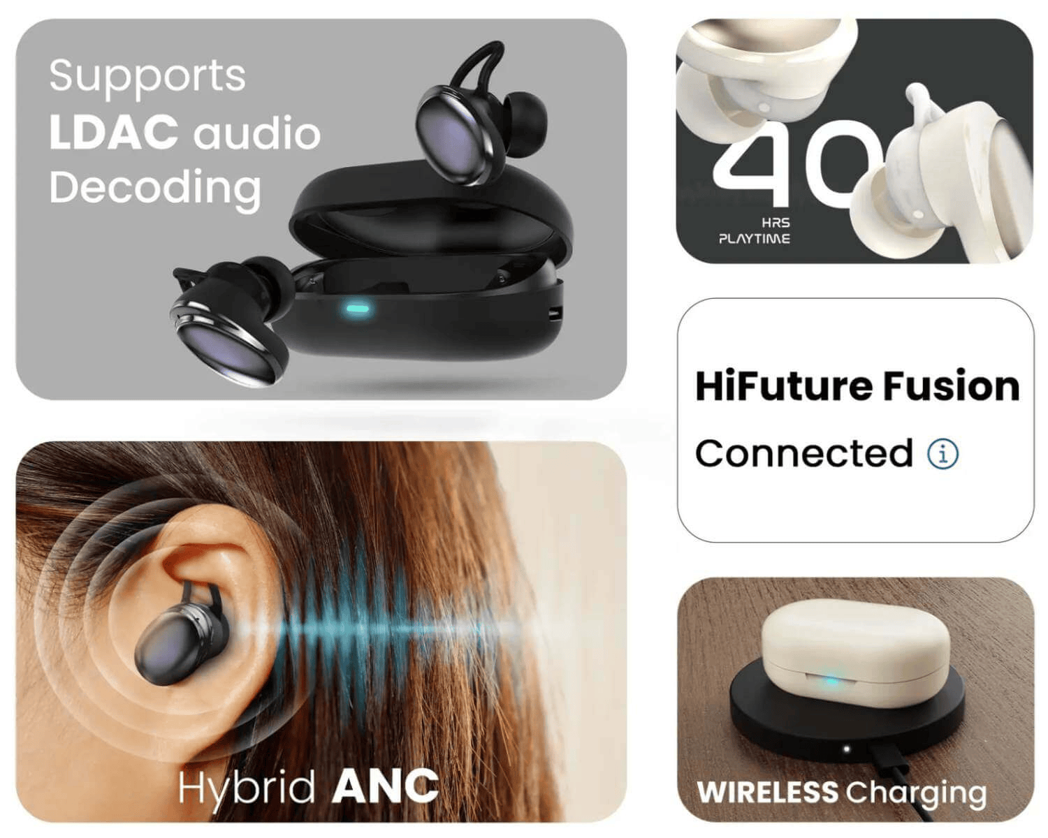 HIFUTURE FUSION ANC TRUE WIRELESS AUDIFONO BLANCO