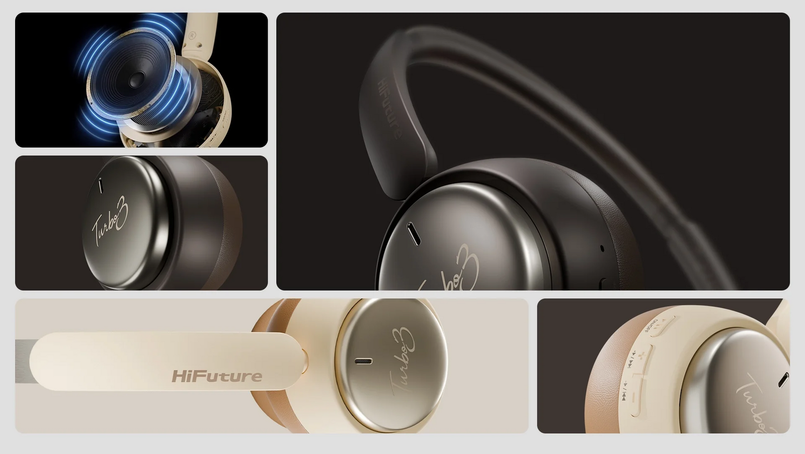 HIFUTURE TURBO3 ON-EAR ANC WIRELESS LATTE