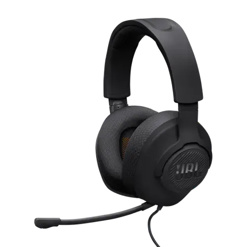 Audífonos gaming JBL Quantum 100 M2 negro con micrófono flip-to-mute