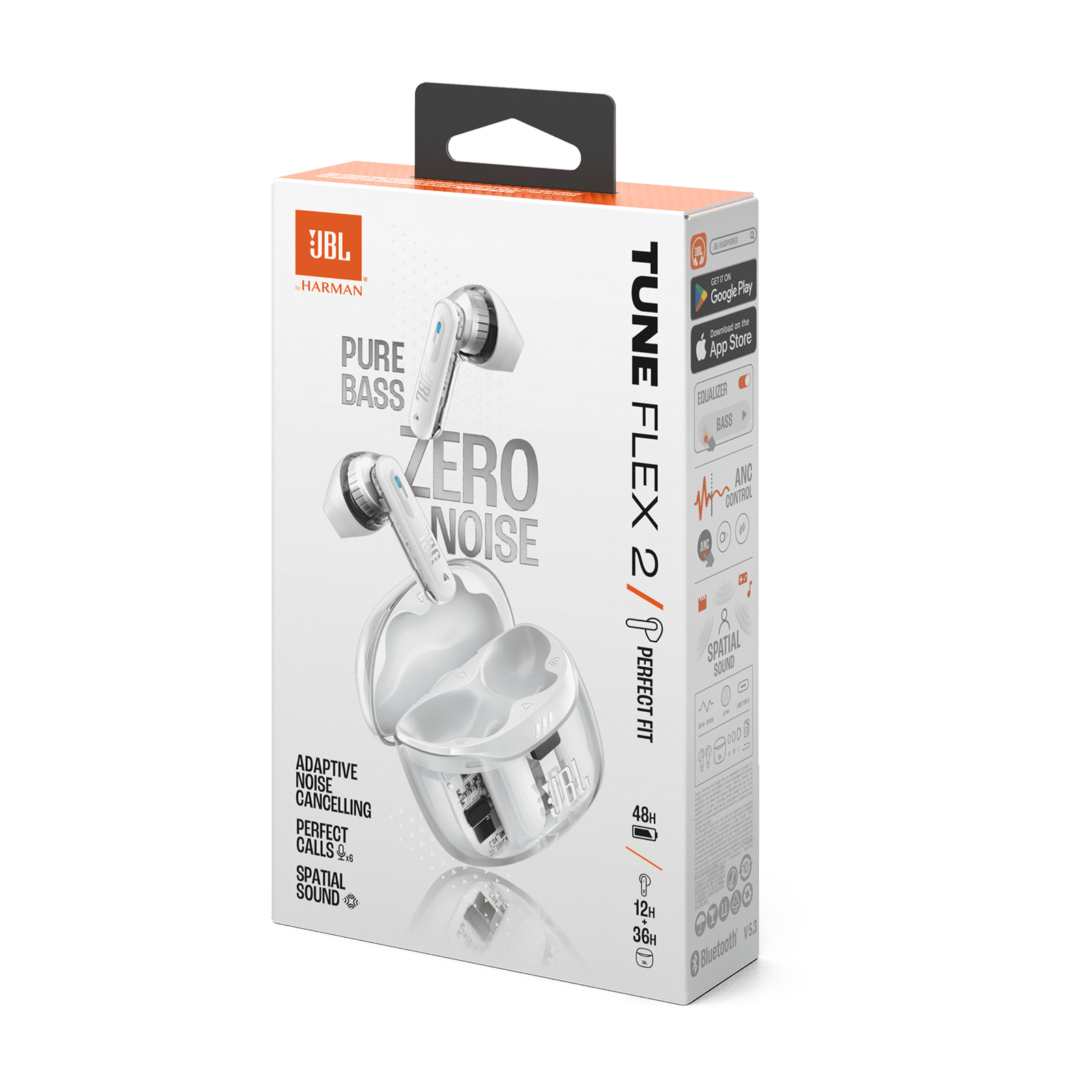 JBL TUNE FLEX 2 TRUE WIRELESS NC DUAL MICROPHONE GHOST WHITE