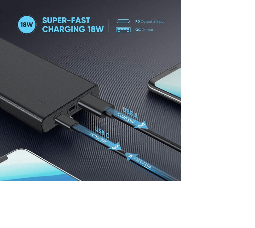 Power bank MyBat Pro 10,000 mAh vista lateral color negro