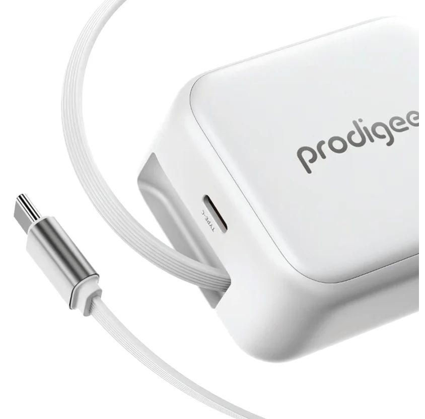 PRODIGEE ENERGEE RETRACT-IT CARGADOR DE PARED 30W CON CABLE TIPO C BLANCO