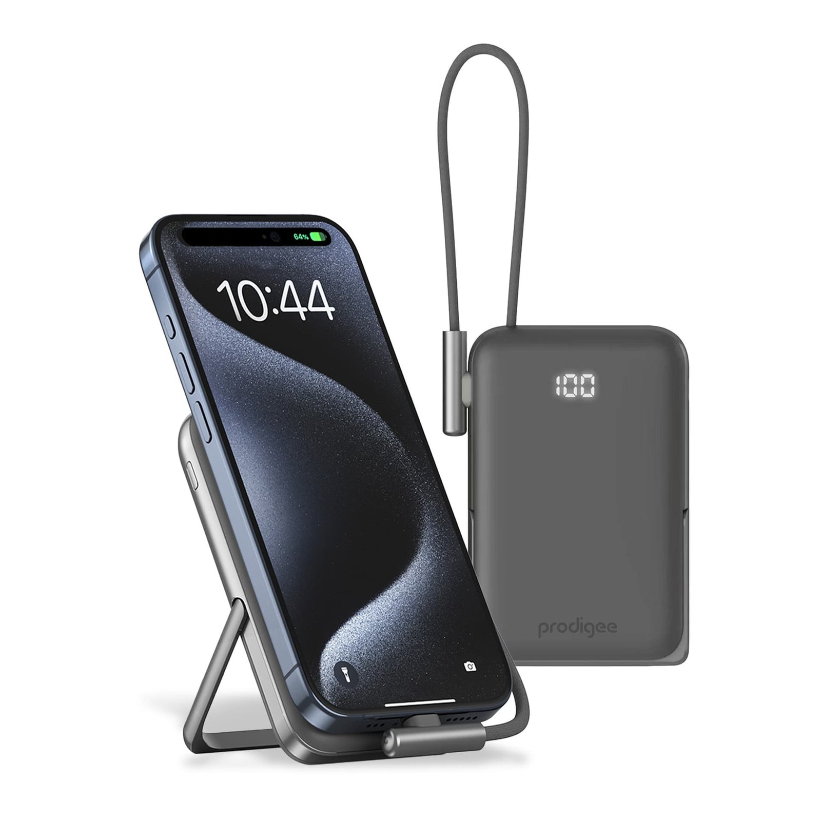 Vista trasera del power bank Prodigee MagPower To-Go metallic