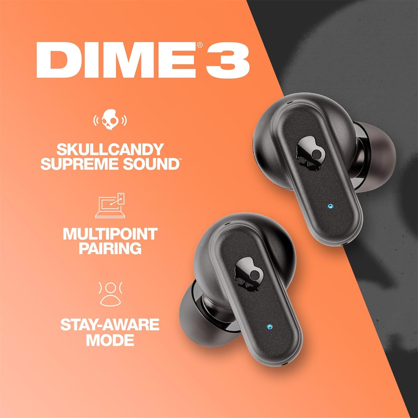 SKULLCANDY DIME 3 TRUE WIRELESS BLACK