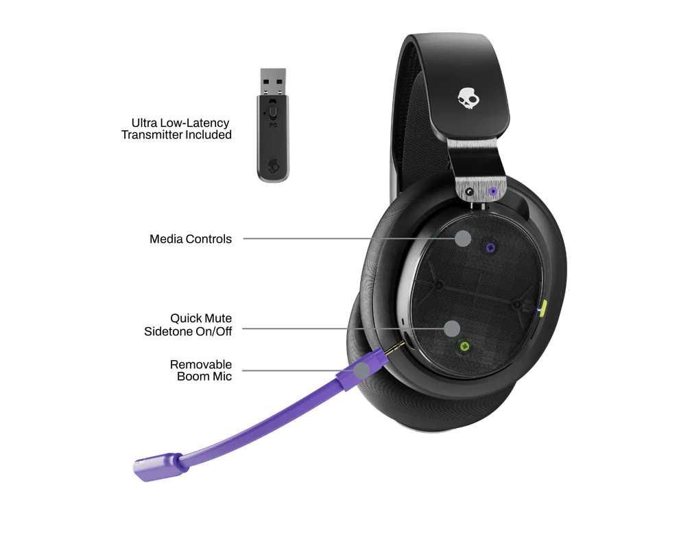 SKULLCANDY PLYR AUDIFONOS GAMING MULTIPLATAFORMA DIGI WIRELESS NEGRO