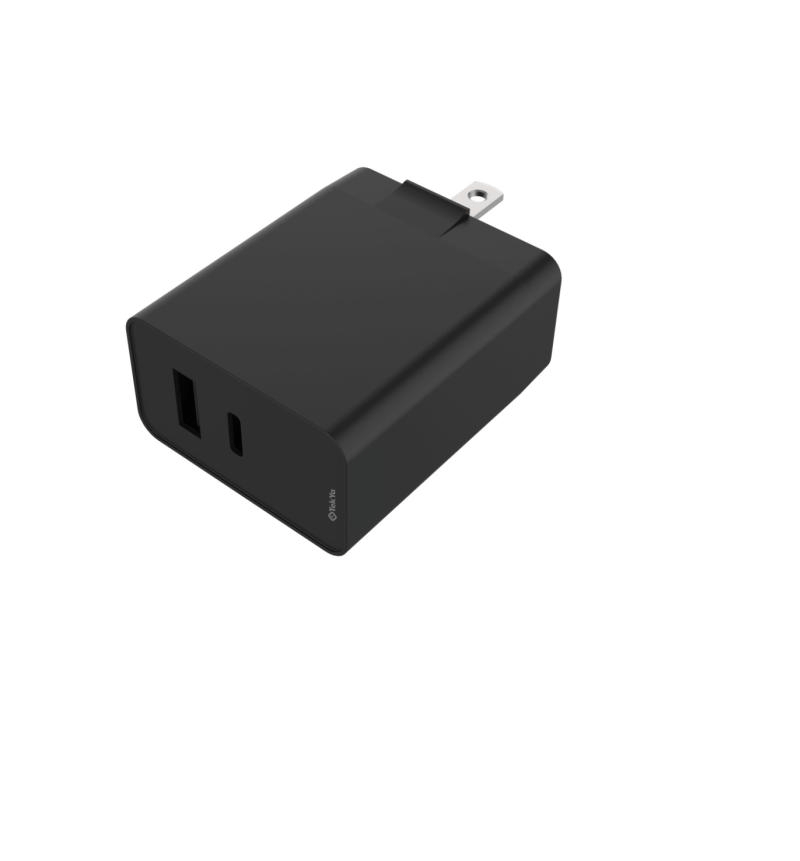 TEKYA CUBO PARA PARED DUAL TIPO C Y USB 30W NEGRO