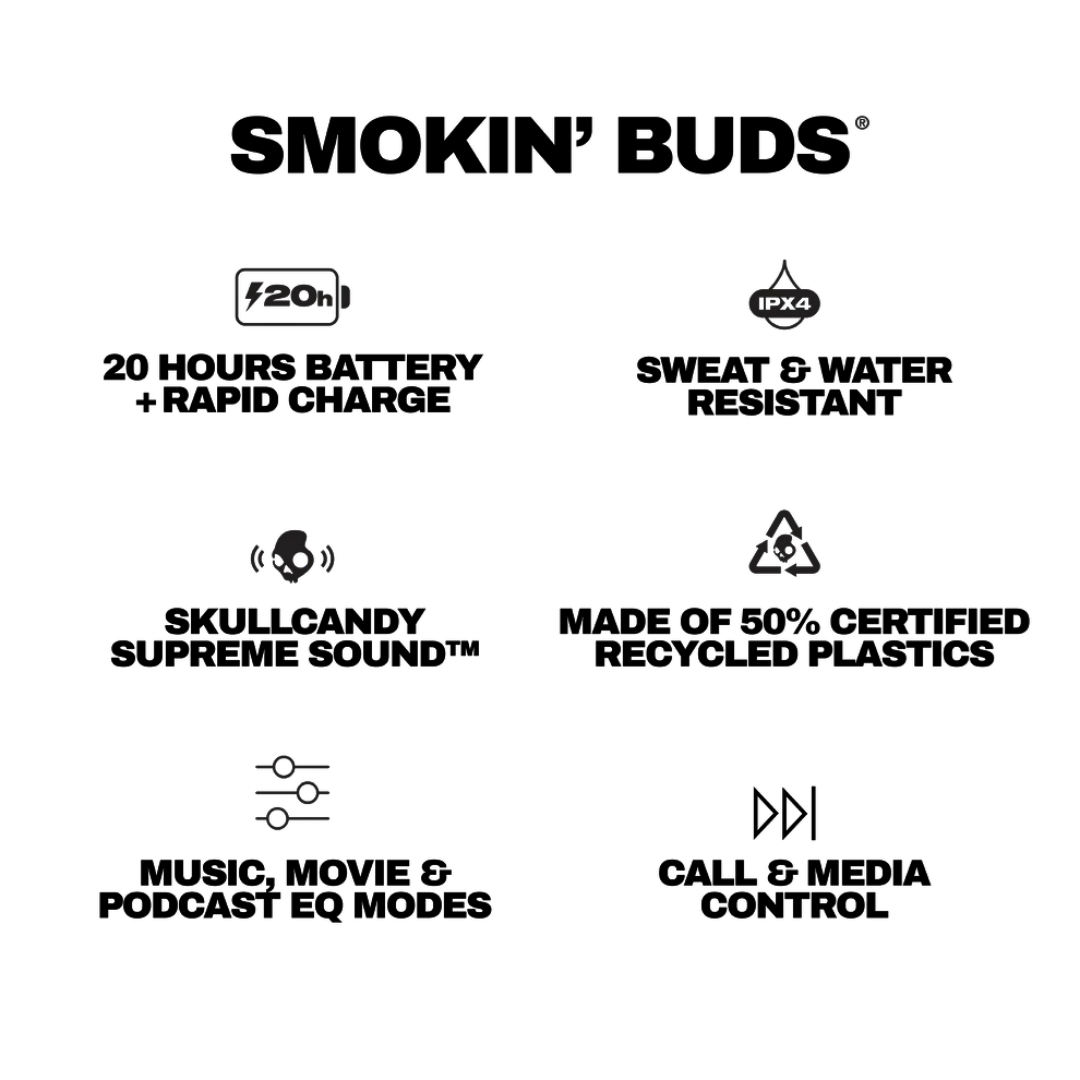 SKULLCANDY SMOKIN BUDS TRUE WIRELESS MIDNIGHT PINK
