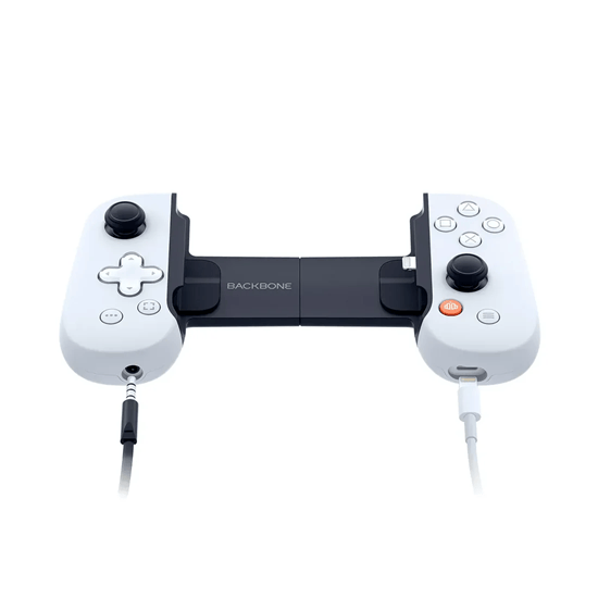 Backbone One 2da Gen PlayStation Edition Lightning – detalle de botones y joysticks estilo DualSense