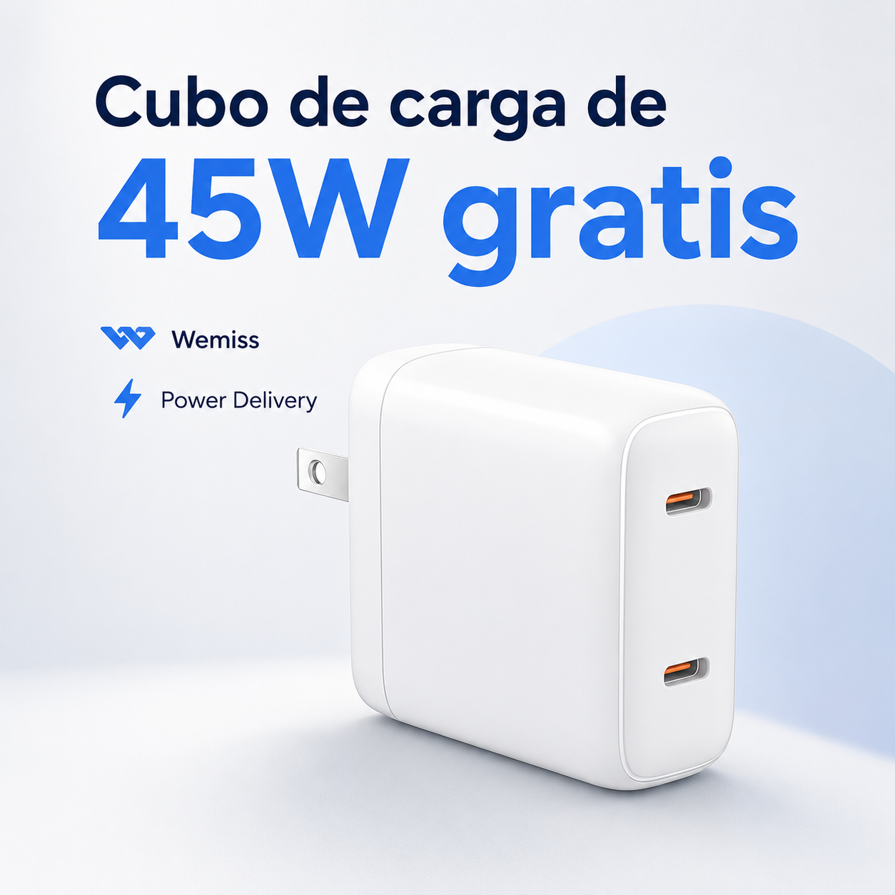 Cubo de carga Wemiss 45 watts doble puerto tipo C en Guatemala – Ventas Guate