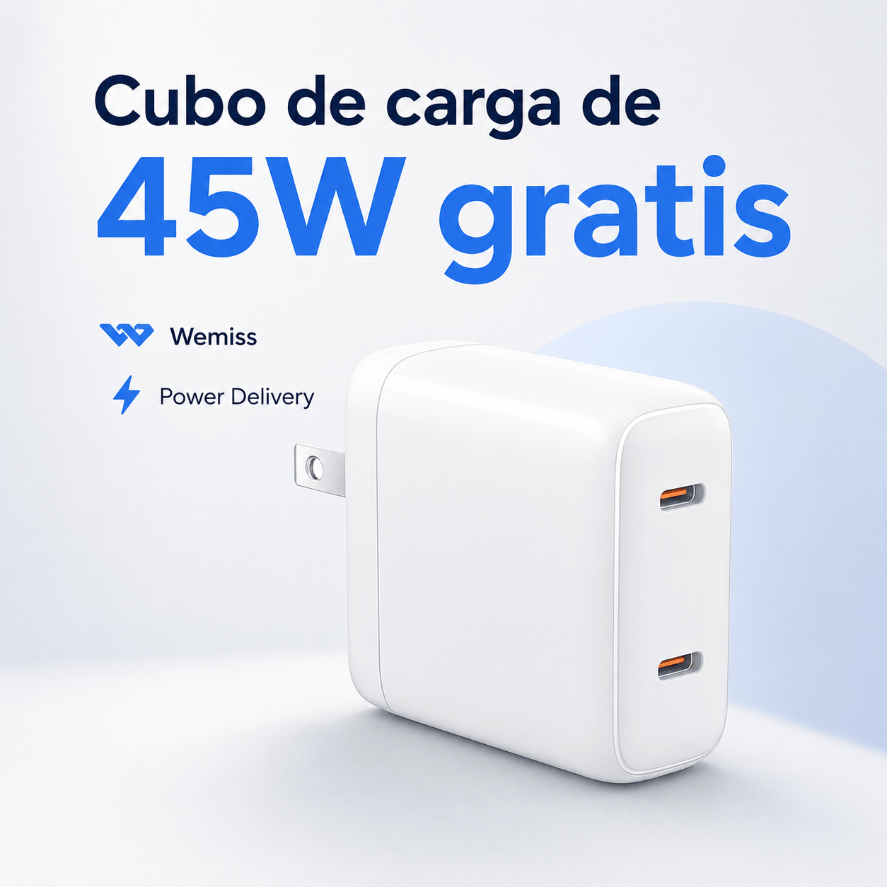 Cubo de carga Wemiss 45 watts doble puerto tipo C en Guatemala – Ventas Guate
