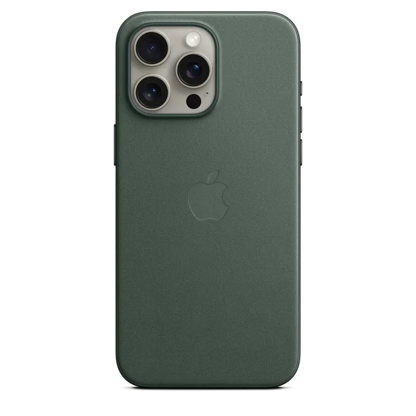Case FineWoven Evergreen para iPhone 15 Pro Max detalle del tejido