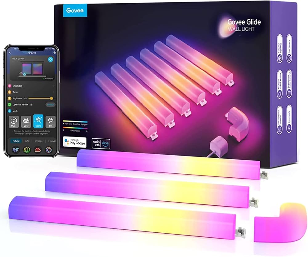 Govee Glide Wall Light paneles LED RGBIC en pared con iluminación multicolor