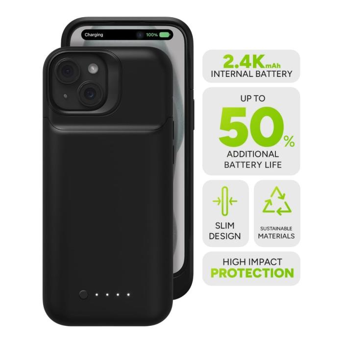 MOPHIE JUICE PACK CASE CON BATERIA IPHONE 15 NEGRO