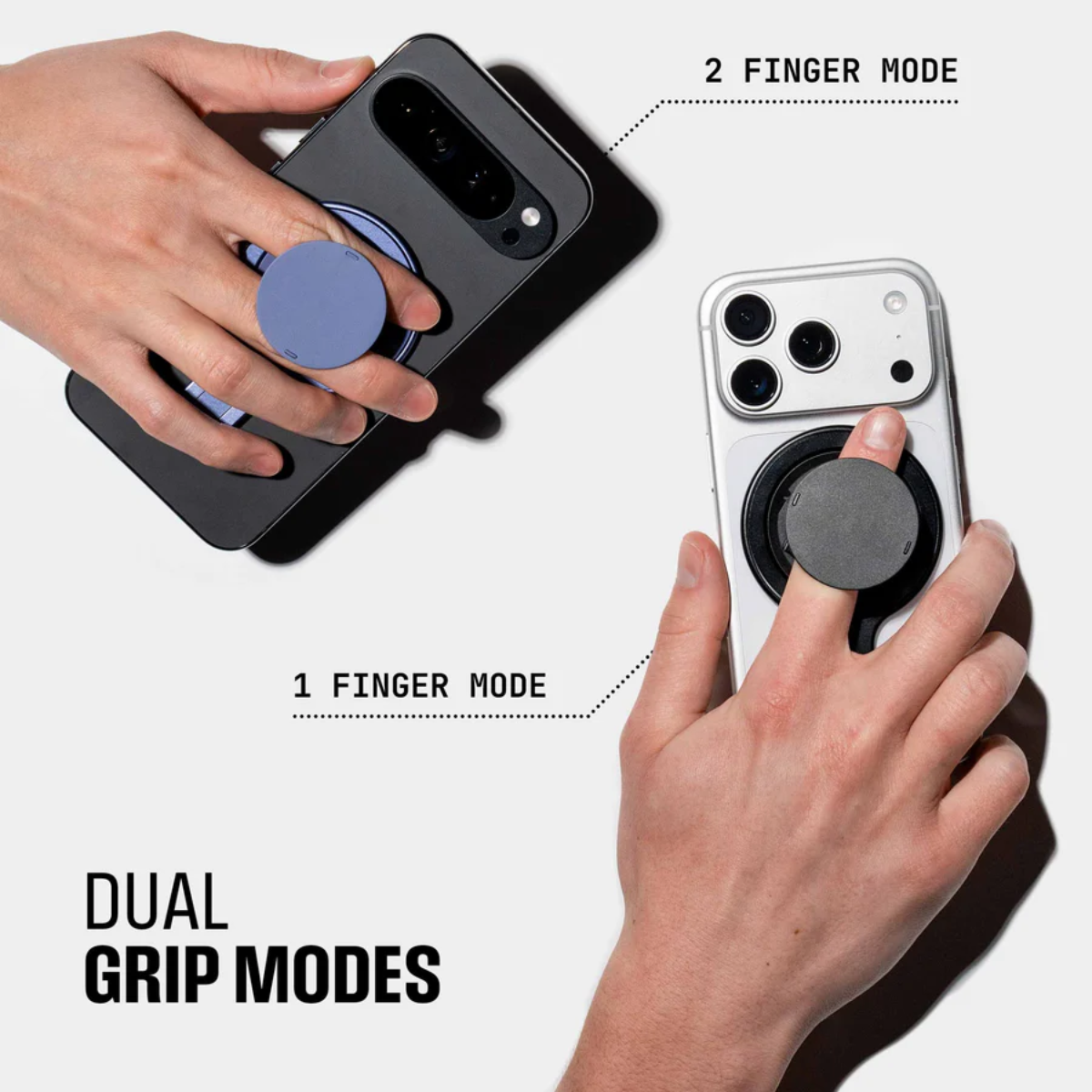 Detalle del diseño del grip magnético OhSnap Grip Stand negro Guatemala