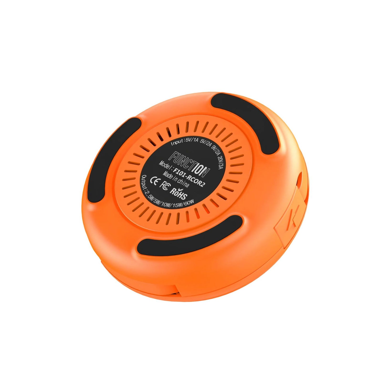 FUNCTION 2 IN 1 RETRACTABLE CABLE USB-C TO USB-C 60W WITH WIRELESS CHARGER ORANGE