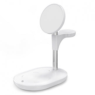 TEKYA 3 EN 1 BASE DE CARGA INAL√ÅMBRICA MAGSTAND MAX MAGSAFE WIRELESS CHARGER BLANCO