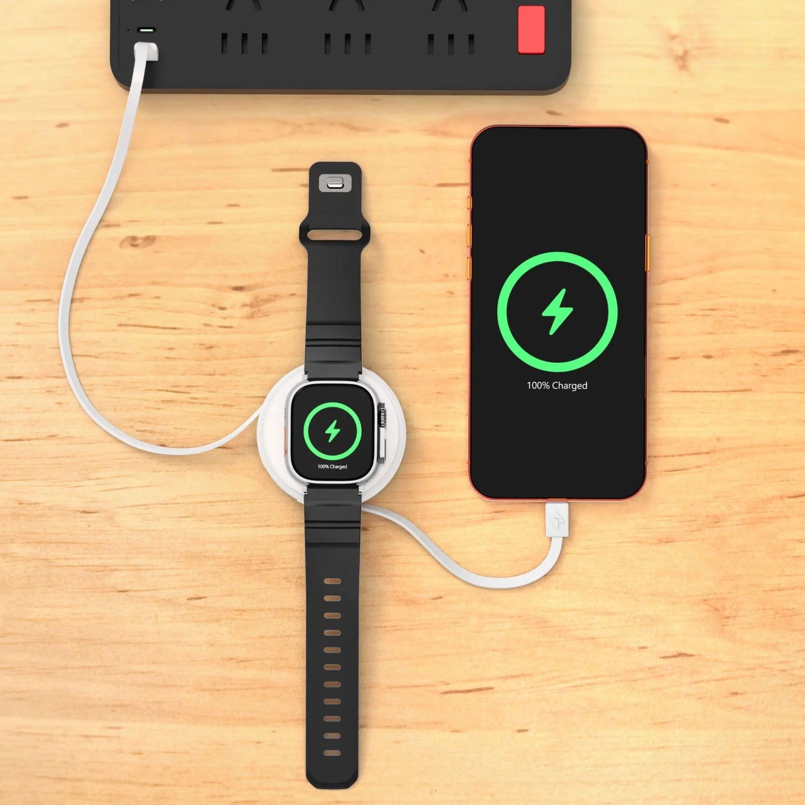 FUNCTION 2 IN 1 RETRACTABLE CABLE USB-C TO USB-C 60W WITH WIRELESS CHARGER WHITE