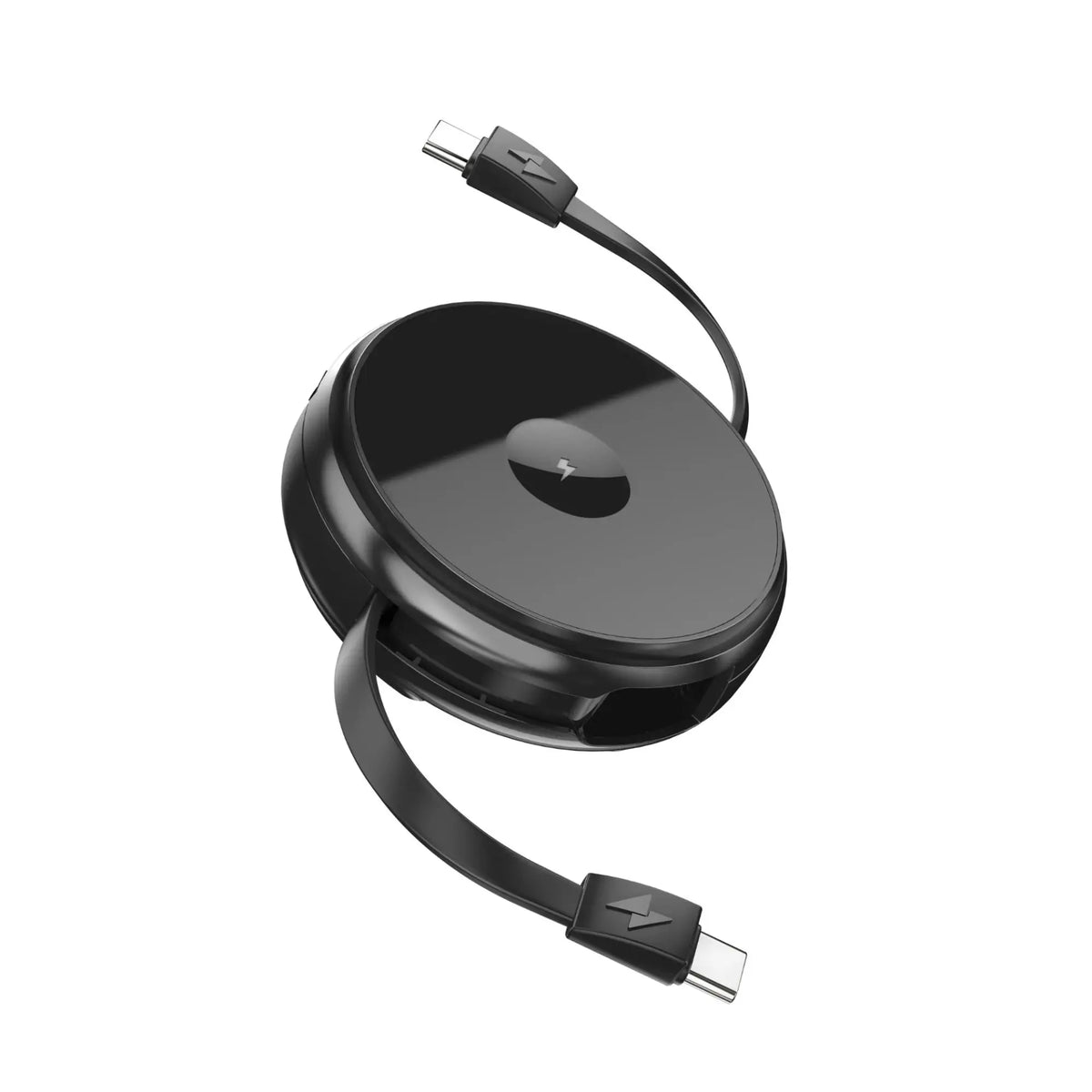 FUNCTION 2 IN 1 RETRACTABLE CABLE USB-C TO USB-C 60W WITH WIRELESS CHARGER BLACK
