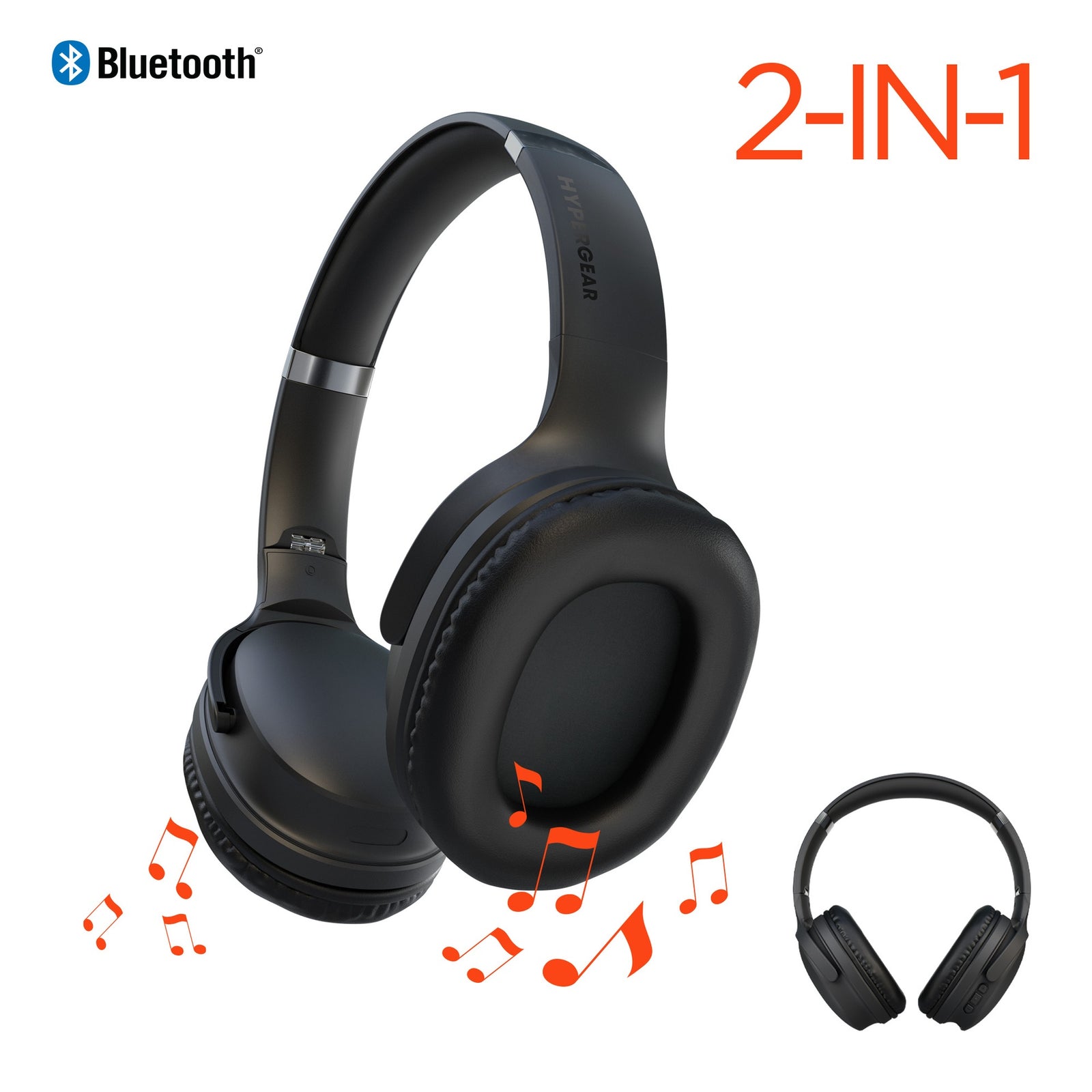 HYPERGEAR FLIP 2 EN 1 AUDIFONO/BOCINA NEGRO
