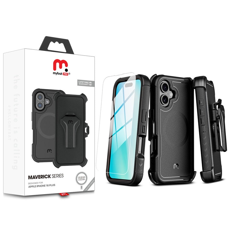 MYBAT MAVERICK ANTIMICROBIAL MAGSAFE CON HOLSTER IPHONE 16 PLUS NEGRO