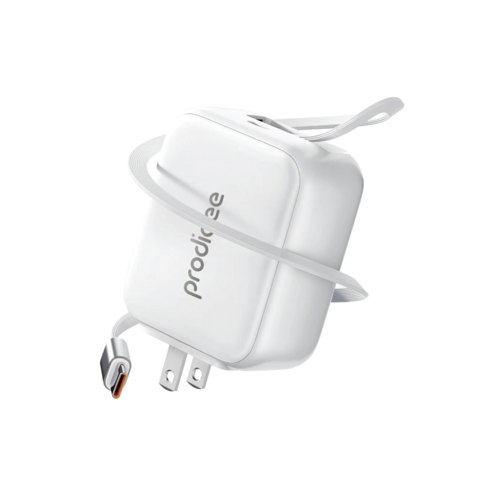 PRODIGEE ENERGEE RETRACT-IT CARGADOR DE PARED 30W CON CABLE TIPO C BLANCO