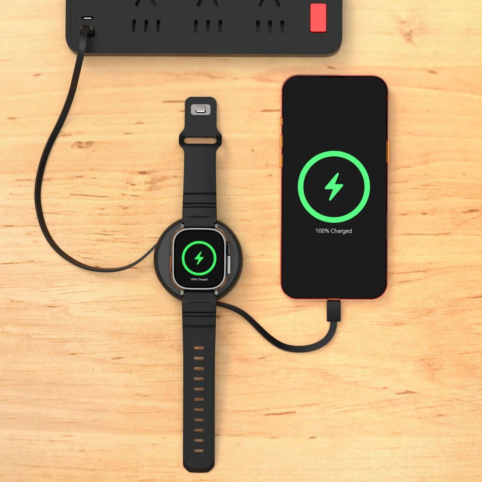 FUNCTION 2 IN 1 RETRACTABLE CABLE USB-C TO USB-C 60W WITH WIRELESS CHARGER BLACK