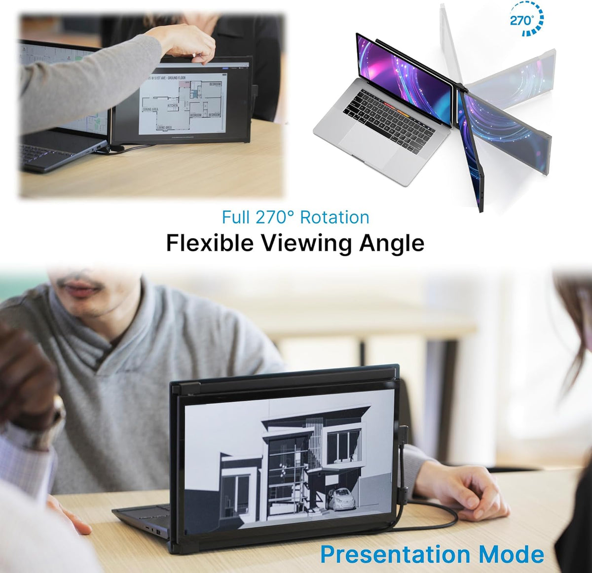 L-Mobile Pixels Duex Plus  Portable Monitor, 13.3" Full HD  1080P IPS Dual Laptop Monitor