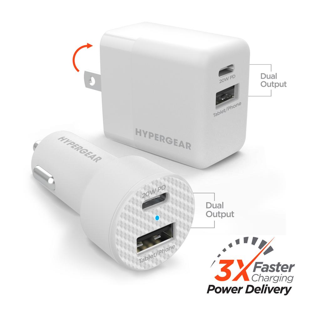HYPERGEAR KIT DE CARGA CARRO Y PARED TIPO C 20WATTS BLANCO