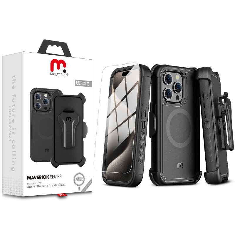 MYBAT MAVERICK ANTIMICROBIAL CON HOLSTER IPHONE 15 PRO MAX NEGRO