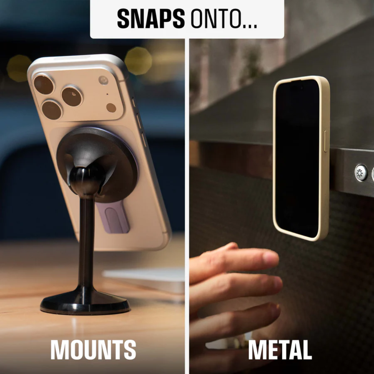 Kickstand integrado del OhSnap Grip Stand Overexposed para uso manos libres