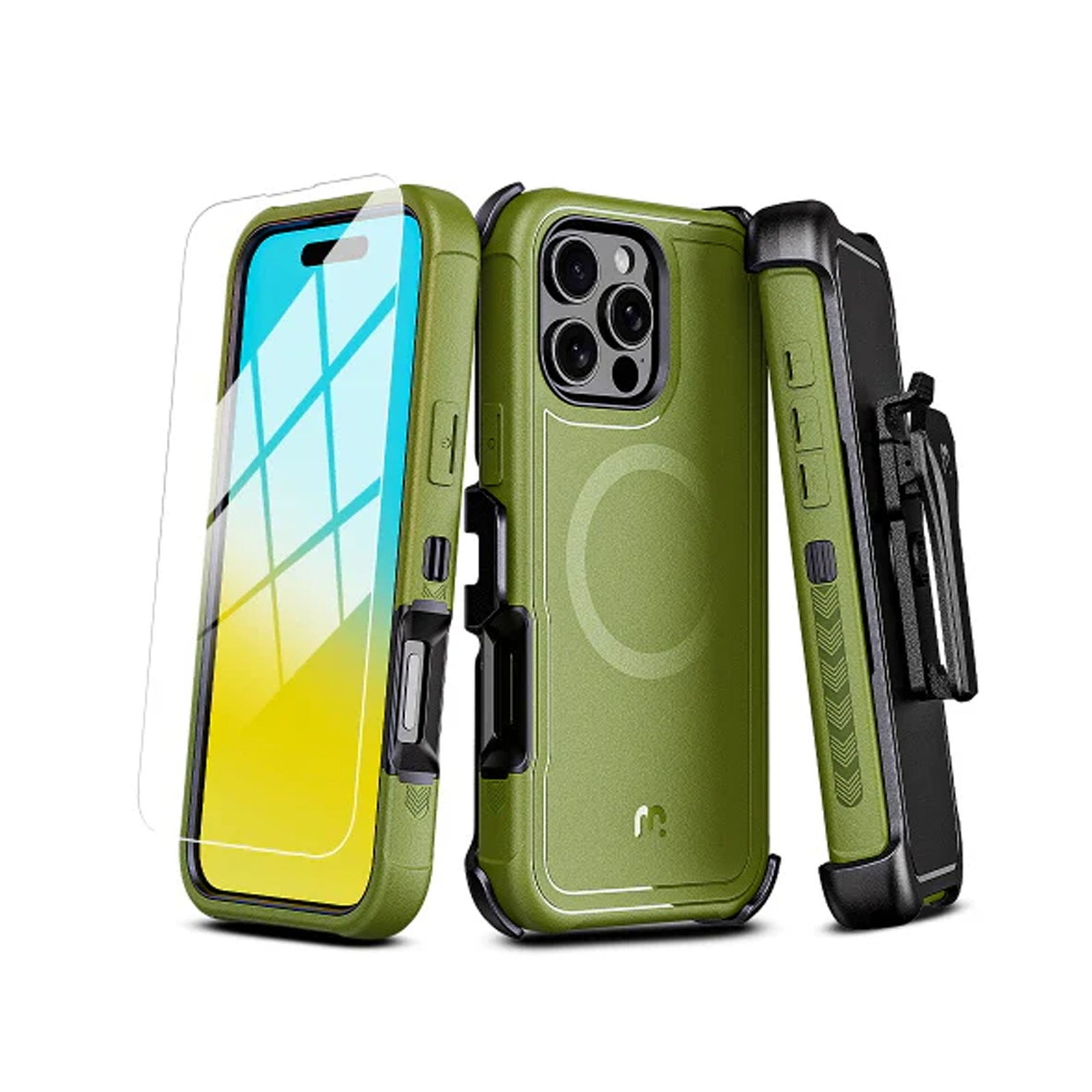 MYBAT MAVERICK ANTIMICROBIAL MAGSAFE CON HOLSTER IPHONE 16 PRO MAX VERDE