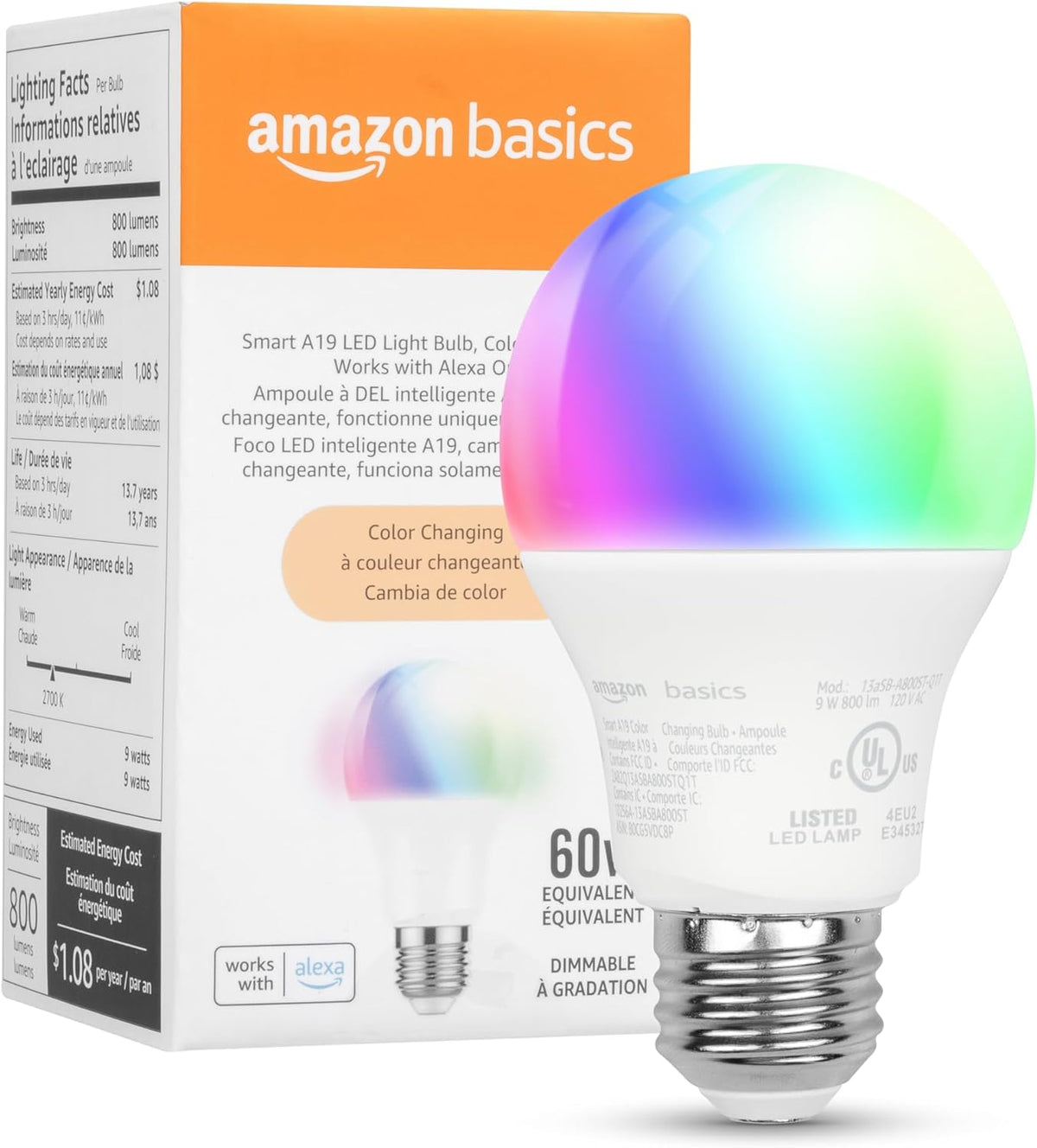 Combo Bombillos Smart Amazon Basics RGB compatibles con Alexa