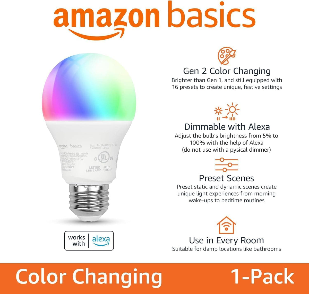 Combo Bombillos Smart Amazon Basics RGB compatibles con Alexa