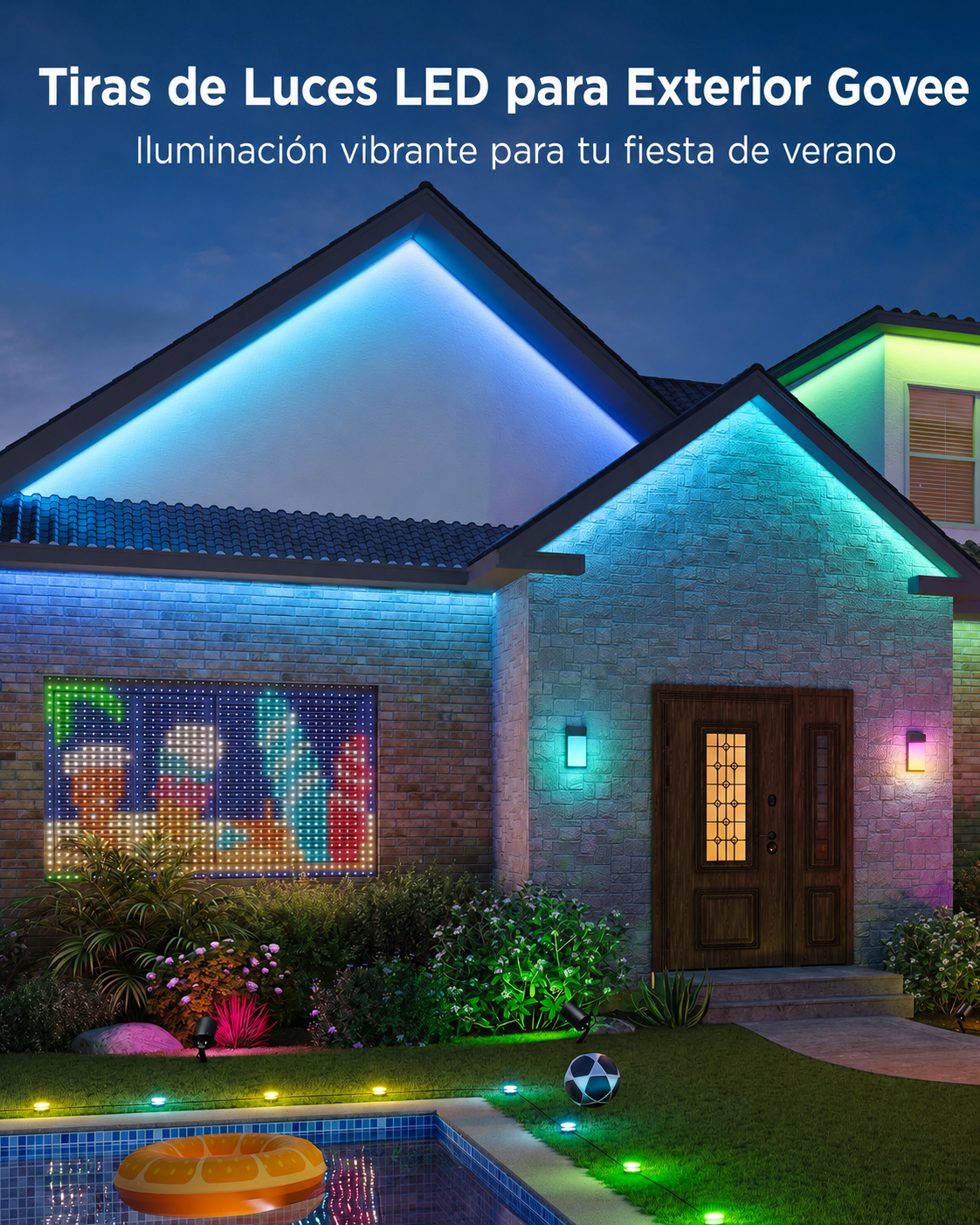 Govee H6171 Phantasy tira LED RGBIC efecto multicolor en terraza