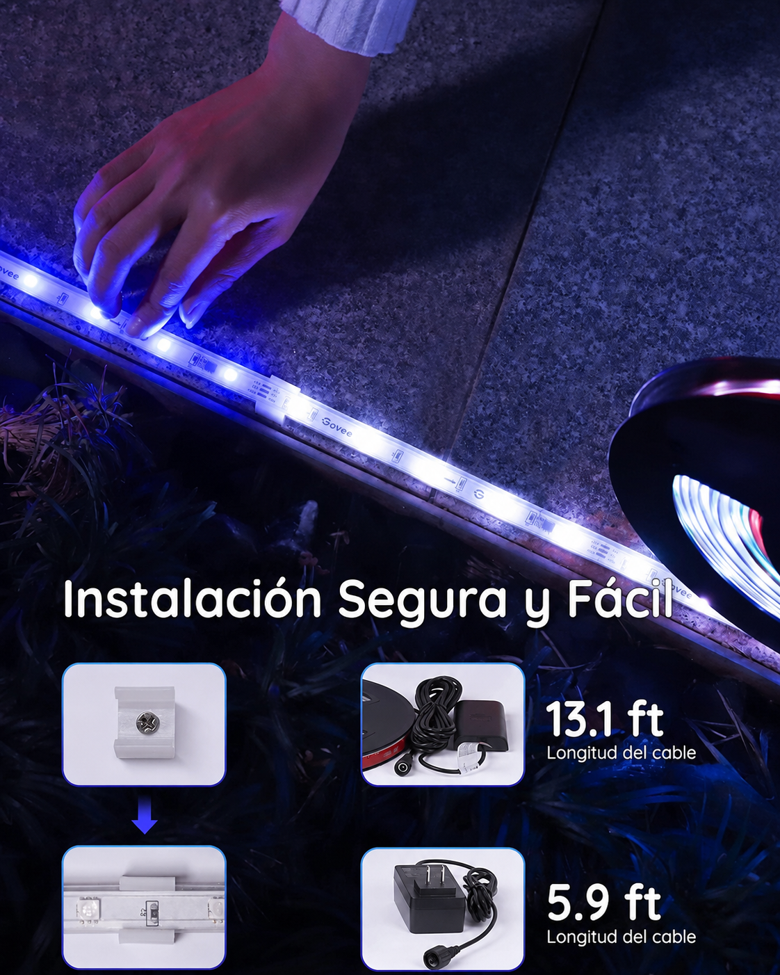 Tira LED Govee H6171 resistente al agua en balcón