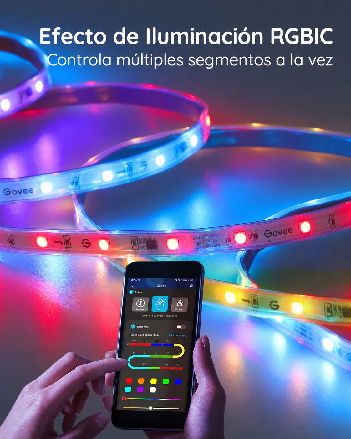 Detalle de la tira LED Govee H6171 Phantasy RGBIC