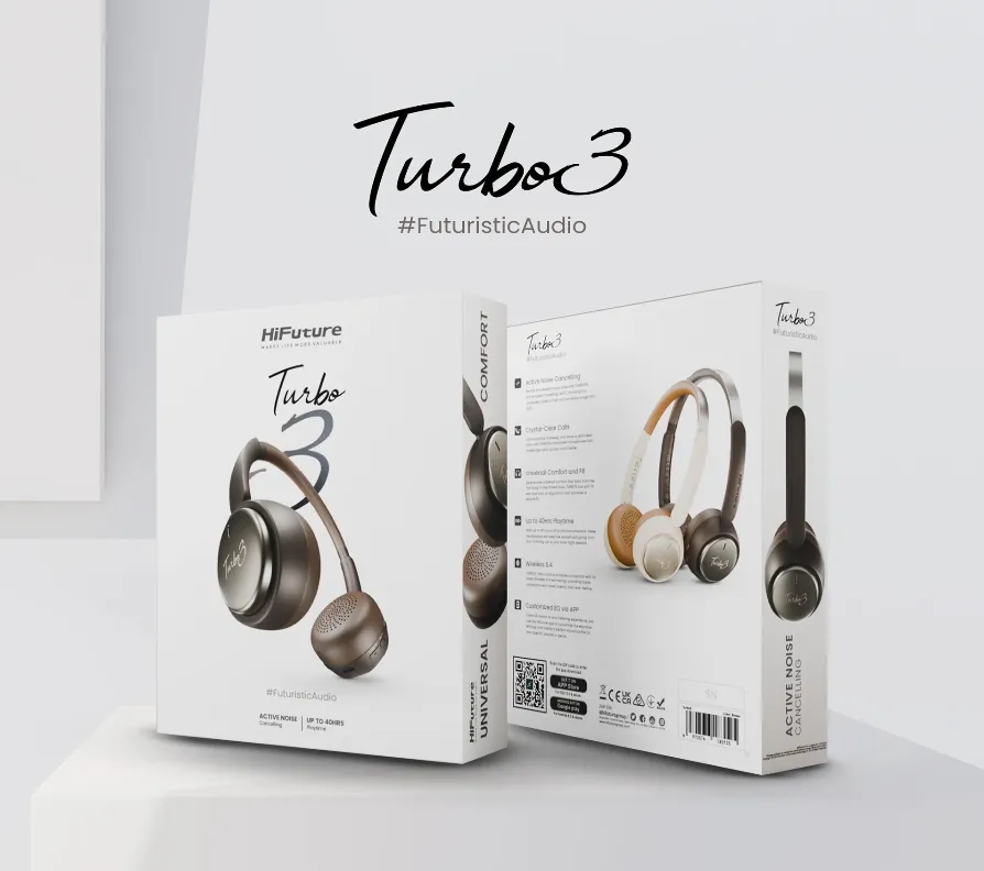 HIFUTURE AUDIFONOS TURBO3 ON-EAR ANC WIRELESS BROWN