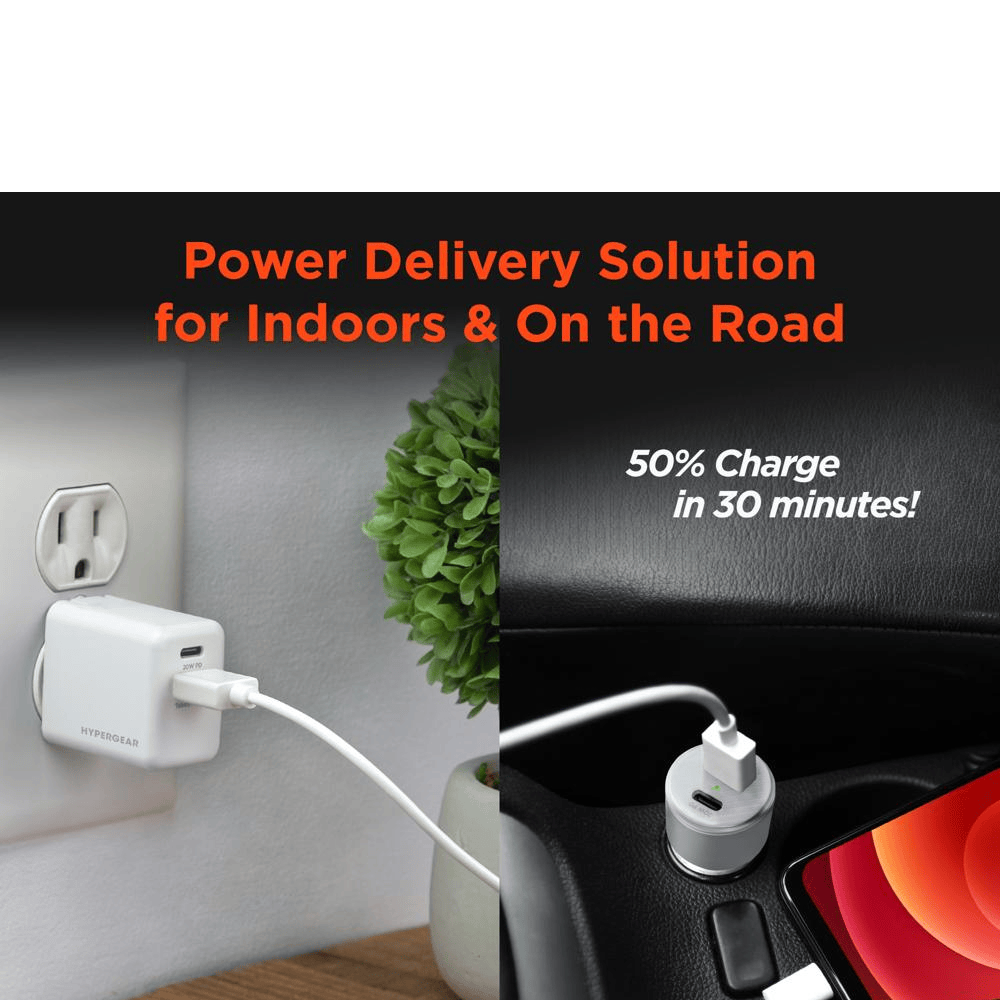 HYPERGEAR KIT DE CARGA CARRO Y PARED TIPO C 20WATTS BLANCO