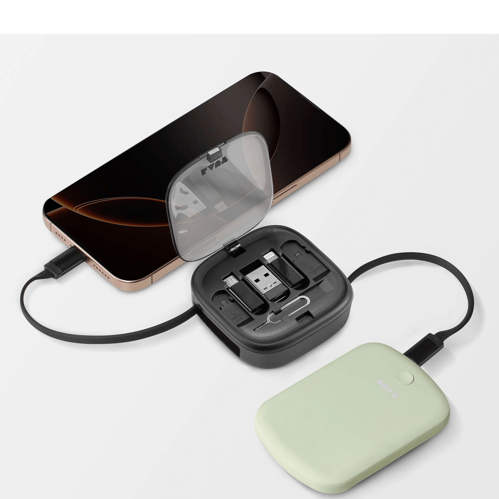 LAUT LINK MINI CAJA CON CABLE/ADAPTADORES 60W NEGRO