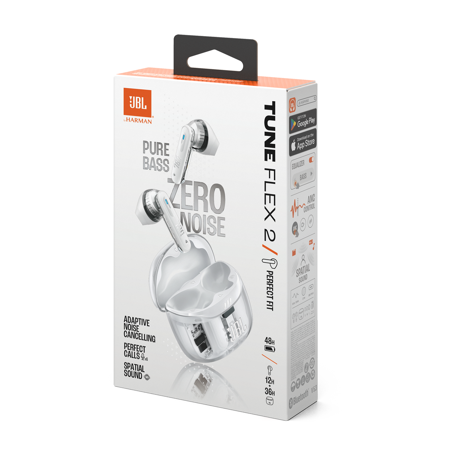 JBL TUNE FLEX 2 TRUE WIRELESS NC DUAL MICROPHONE GHOST WHITE