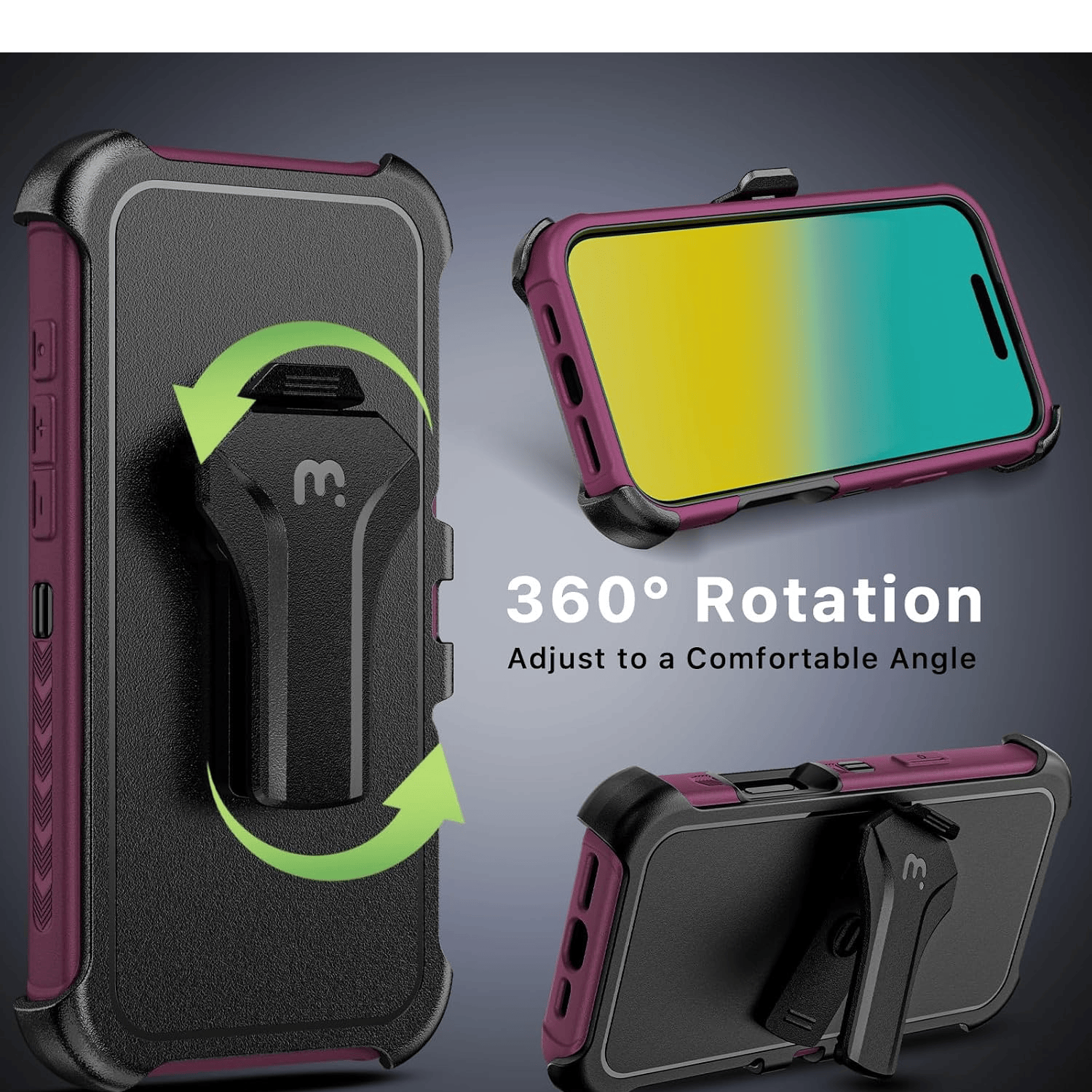 MYBAT MAVERICK ANTIMICROBIAL MAGSAFE CON HOLSTER IPHONE 16 MORADO