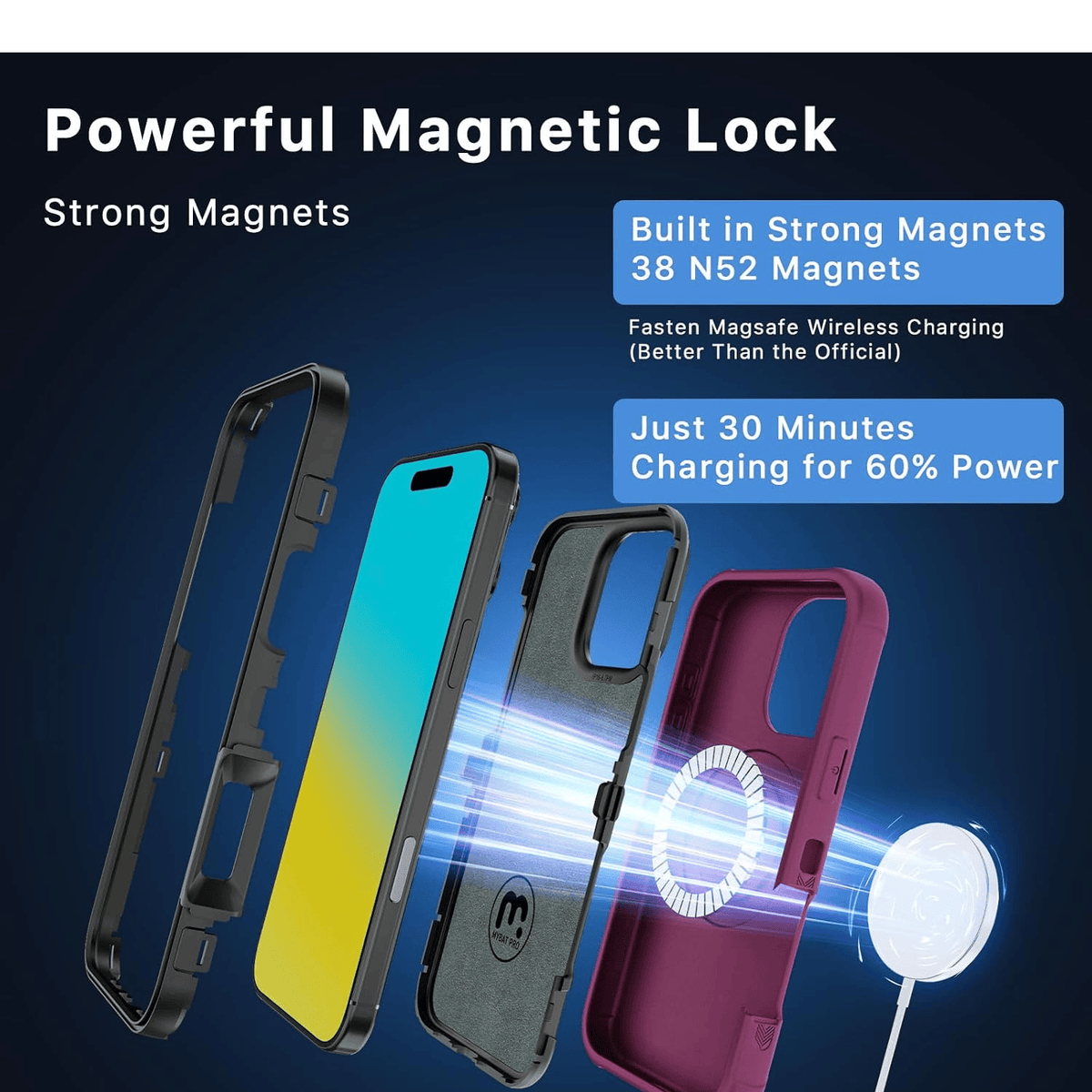 MYBAT MAVERICK ANTIMICROBIAL MAGSAFE CON HOLSTER IPHONE 16 MORADO