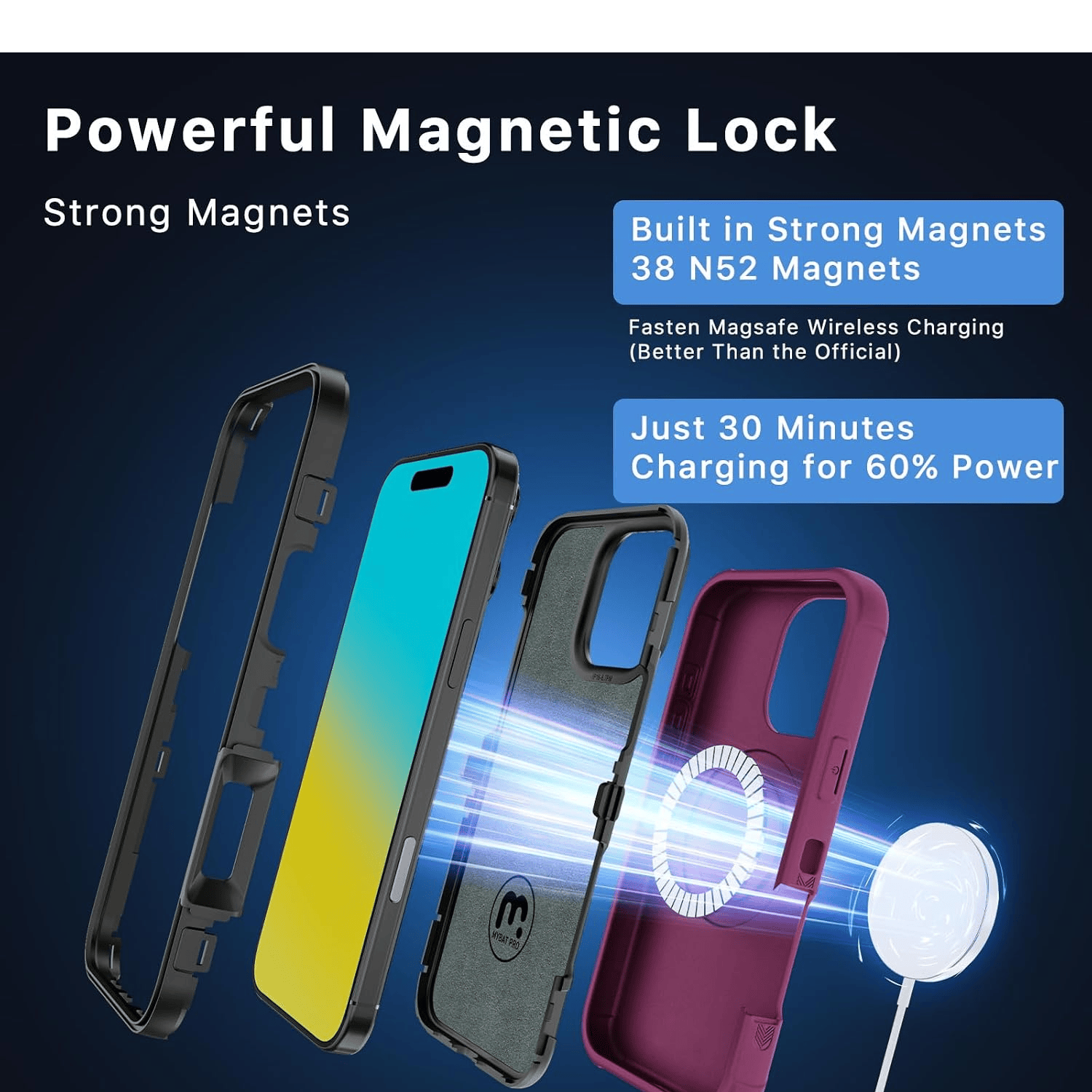 MYBAT MAVERICK ANTIMICROBIAL MAGSAFE CON HOLSTER IPHONE 16 MORADO